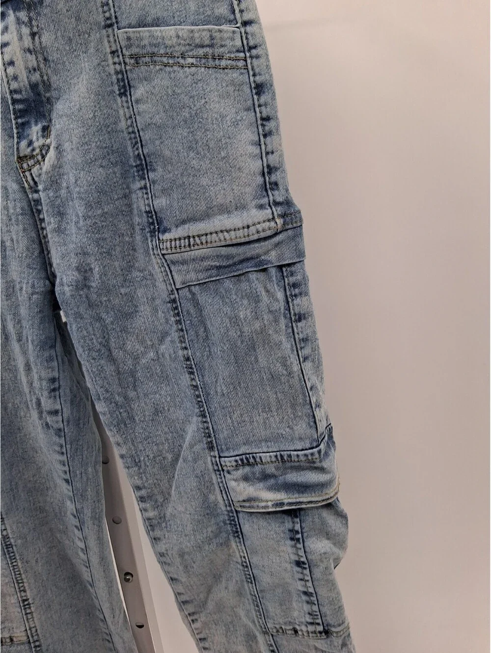 Your Cute Jeans Women 7 Light Blue Denim Acid Wash Mid Rise Stretch Cargo Casual